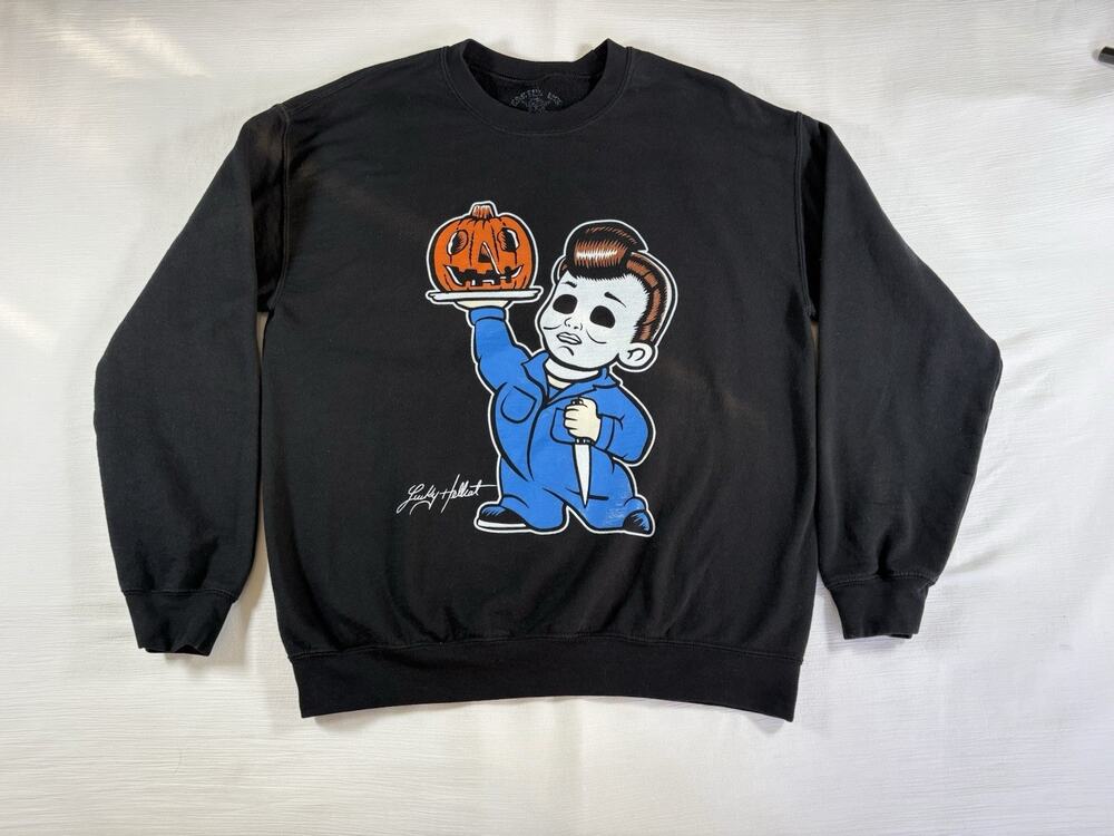 CARTEL INK Lucky Hellcat Michael Myers Halloween Horror M Crewneck Sweatshirt
